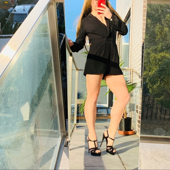Forever 21 Long Sleeves V-Neck Black Classy Romper - Picture 14 of 15